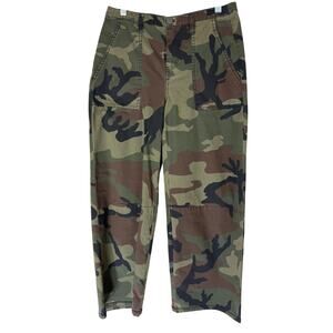 Marrakech Green Camo Cotton Spandex Blend Straight Leg Cropped Pants‎ Size XS